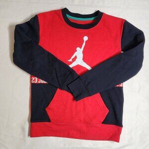 Jordan Kids Medium 10-12 Red Black Jumpman Sweatshirt Long Sleeve Pullover Hoodi